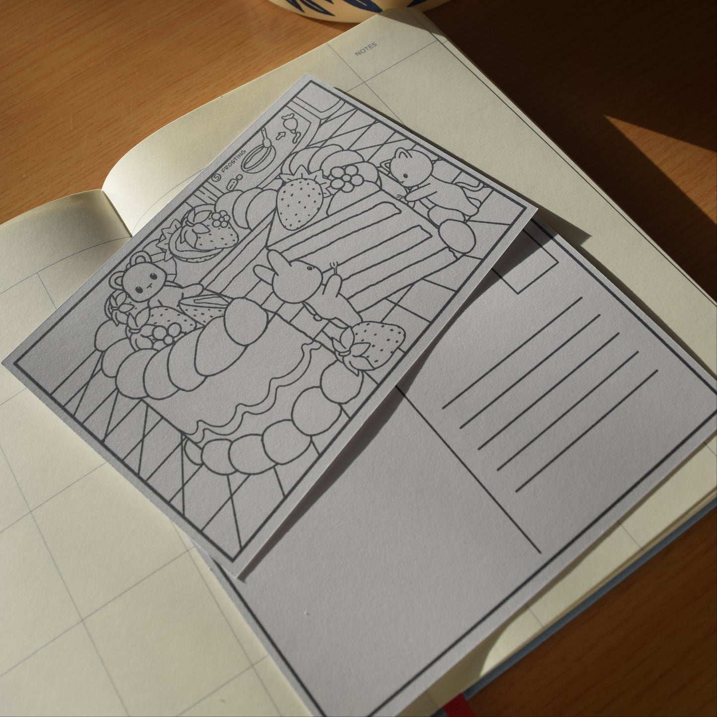 Strawberry Sponge Cake Colorable Note Card