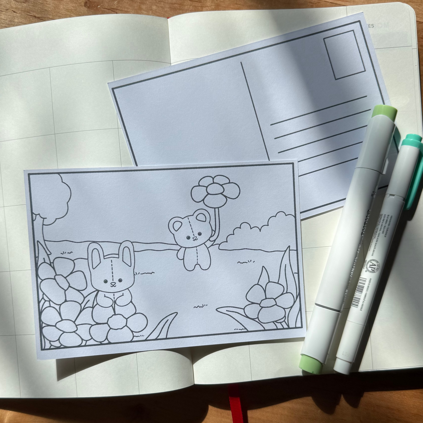 Flower Field Colorable Note Card