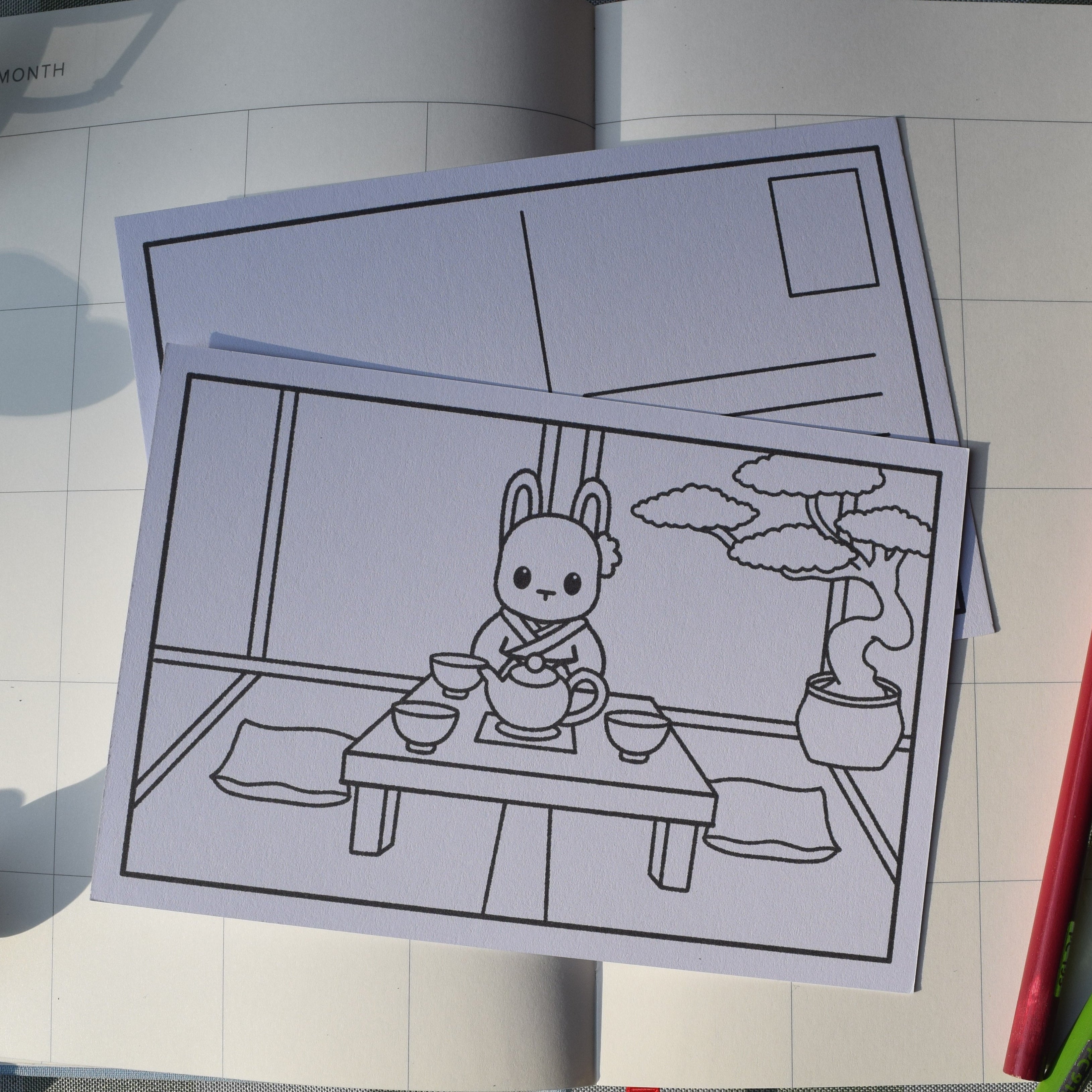 Tea Time Colorable Note Card