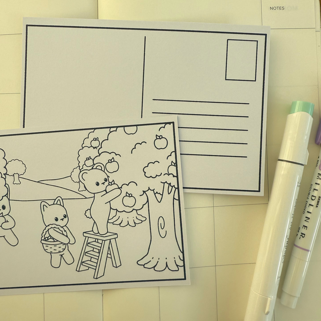 Apple Picking Colorable Note Card