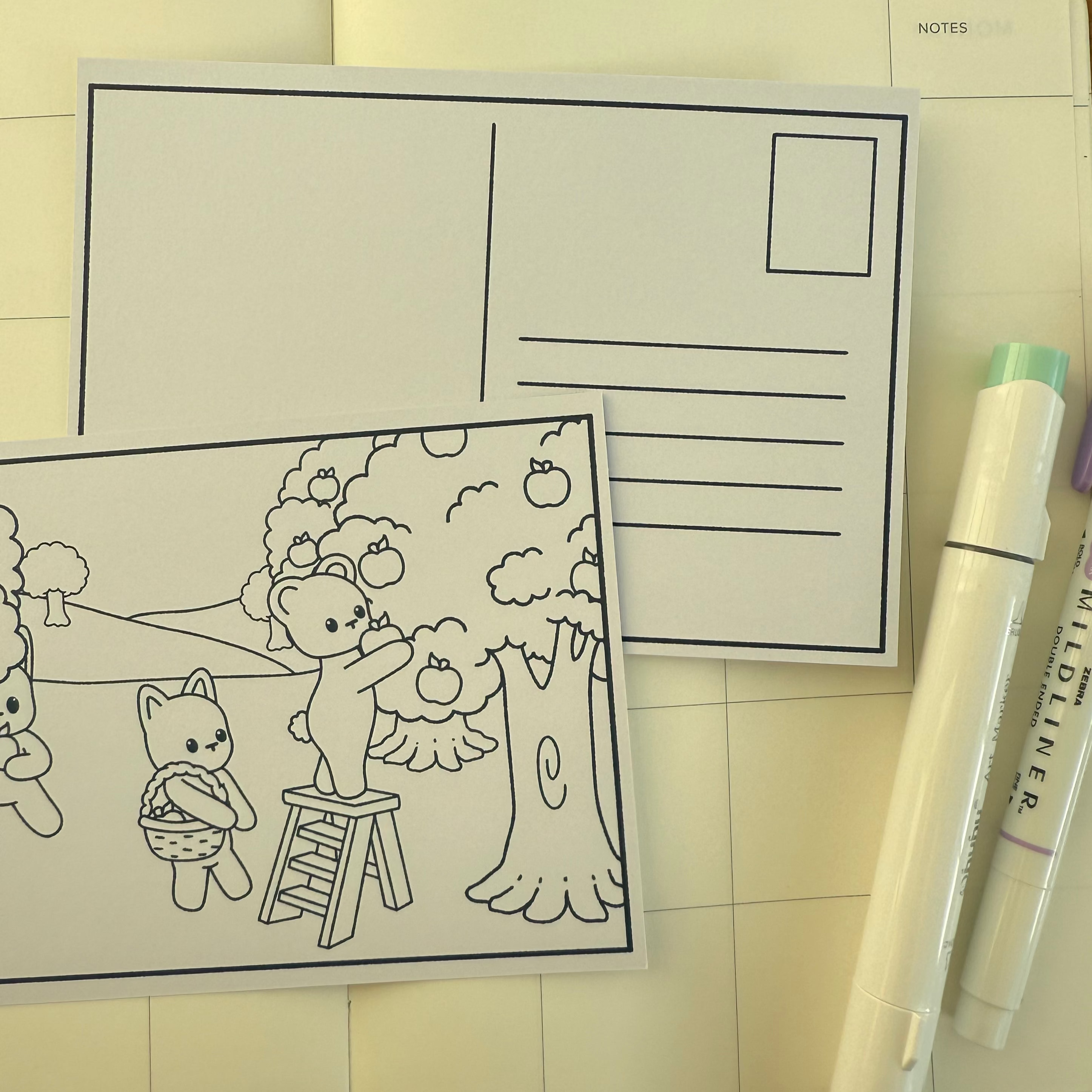 Apple Picking Colorable Note Card