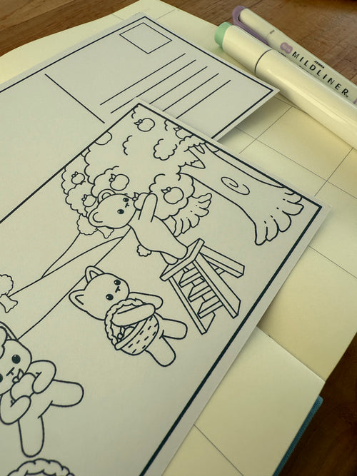 Apple Picking Colorable Note Card