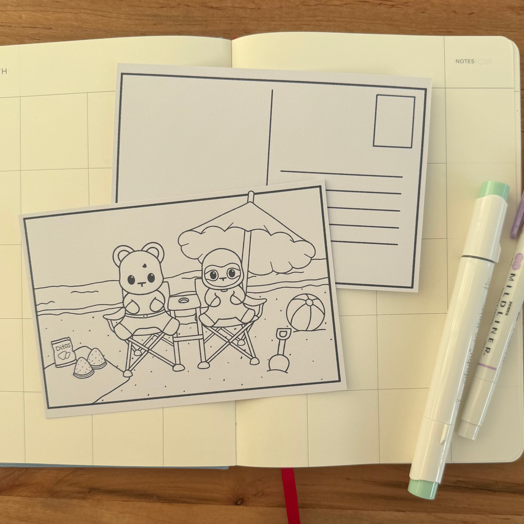 Beach Day Colorable Note Card