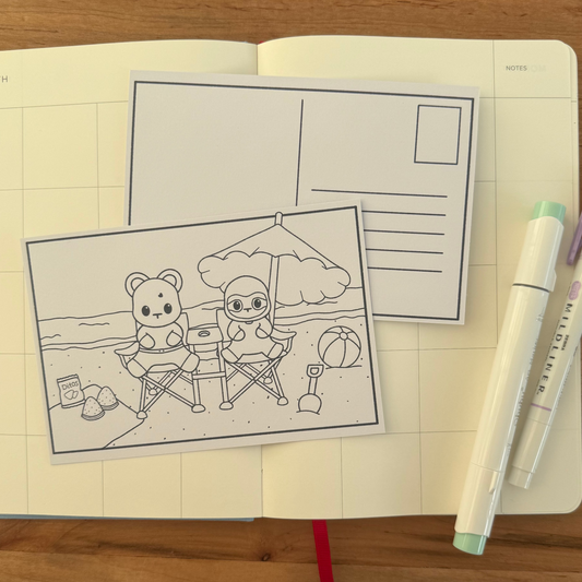 Beach Day Colorable Note Card