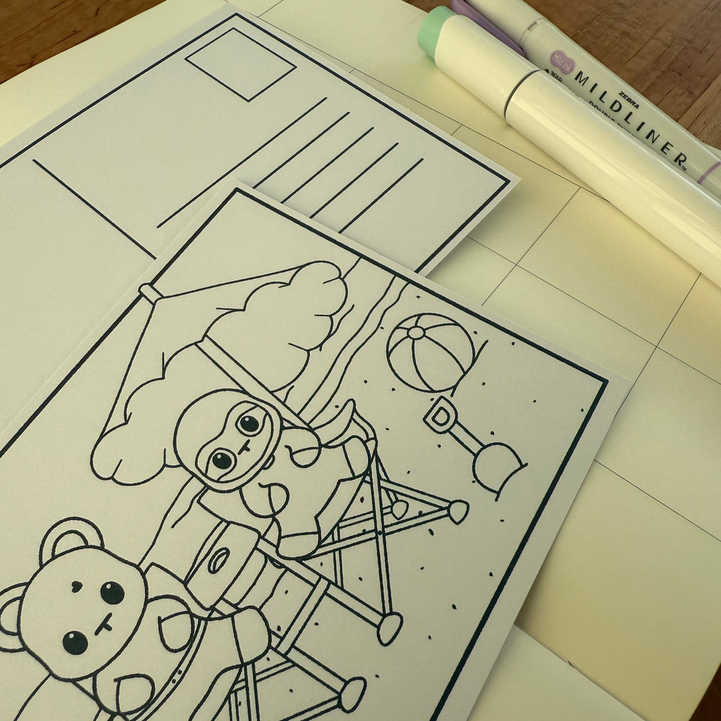 Beach Day Colorable Note Card