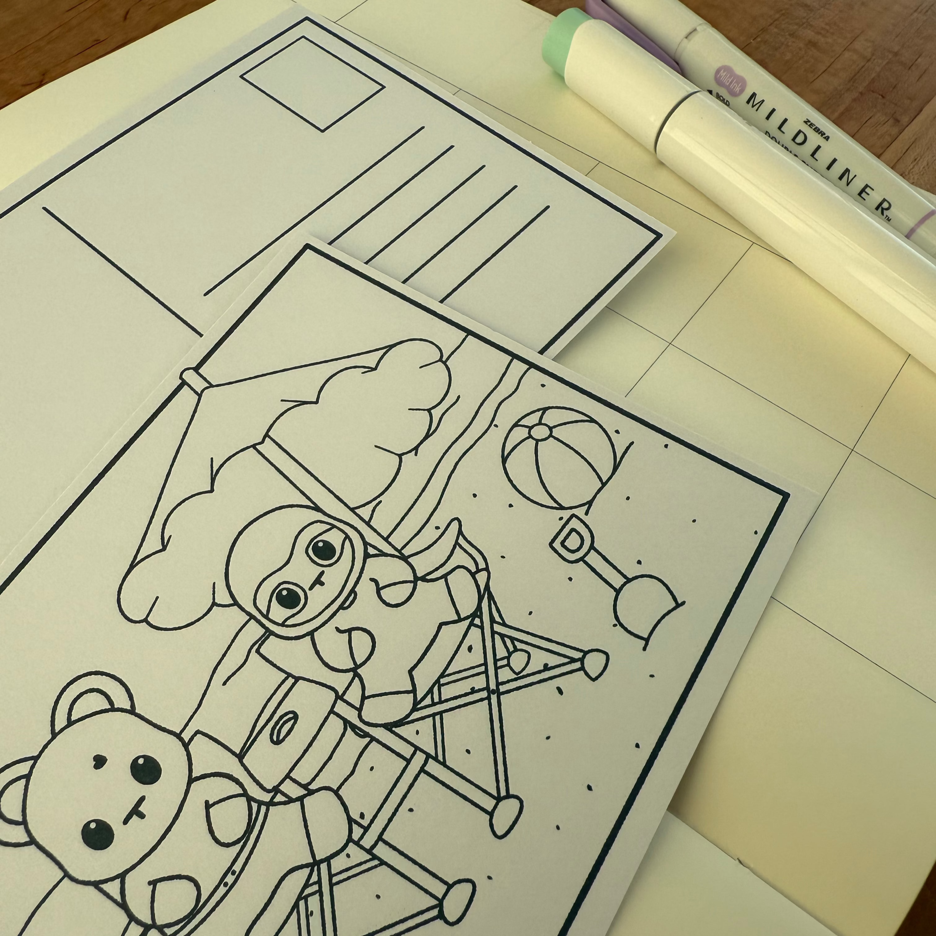 Beach Day Colorable Note Card