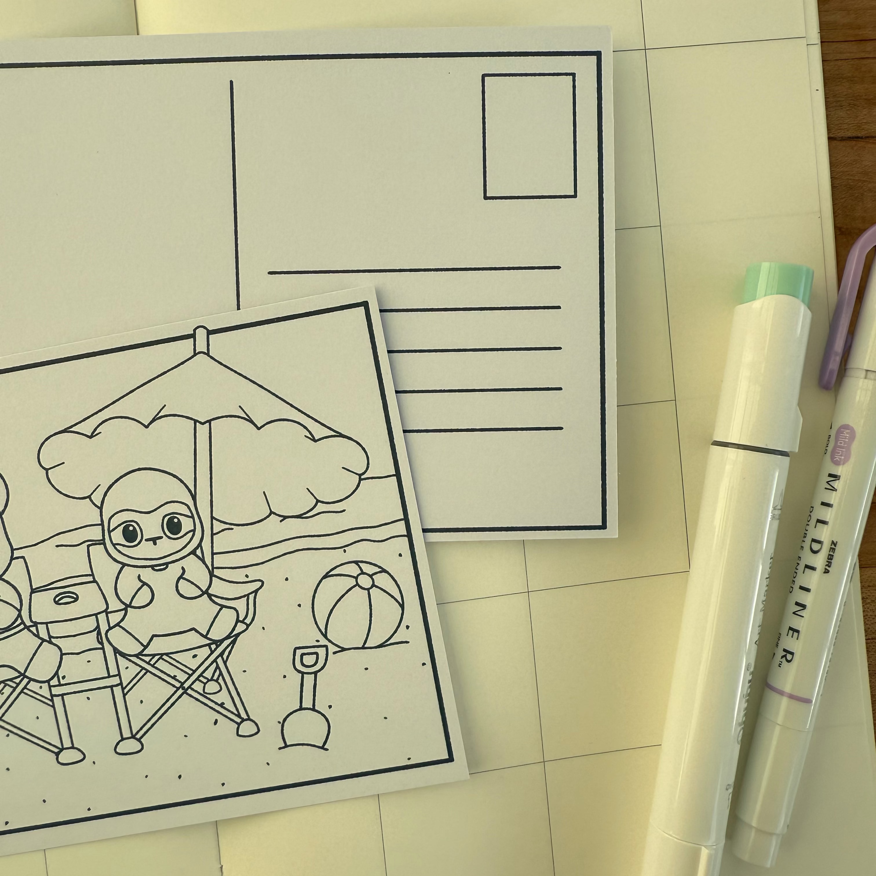 Beach Day Colorable Note Card