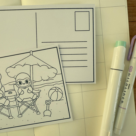 Beach Day Colorable Note Card