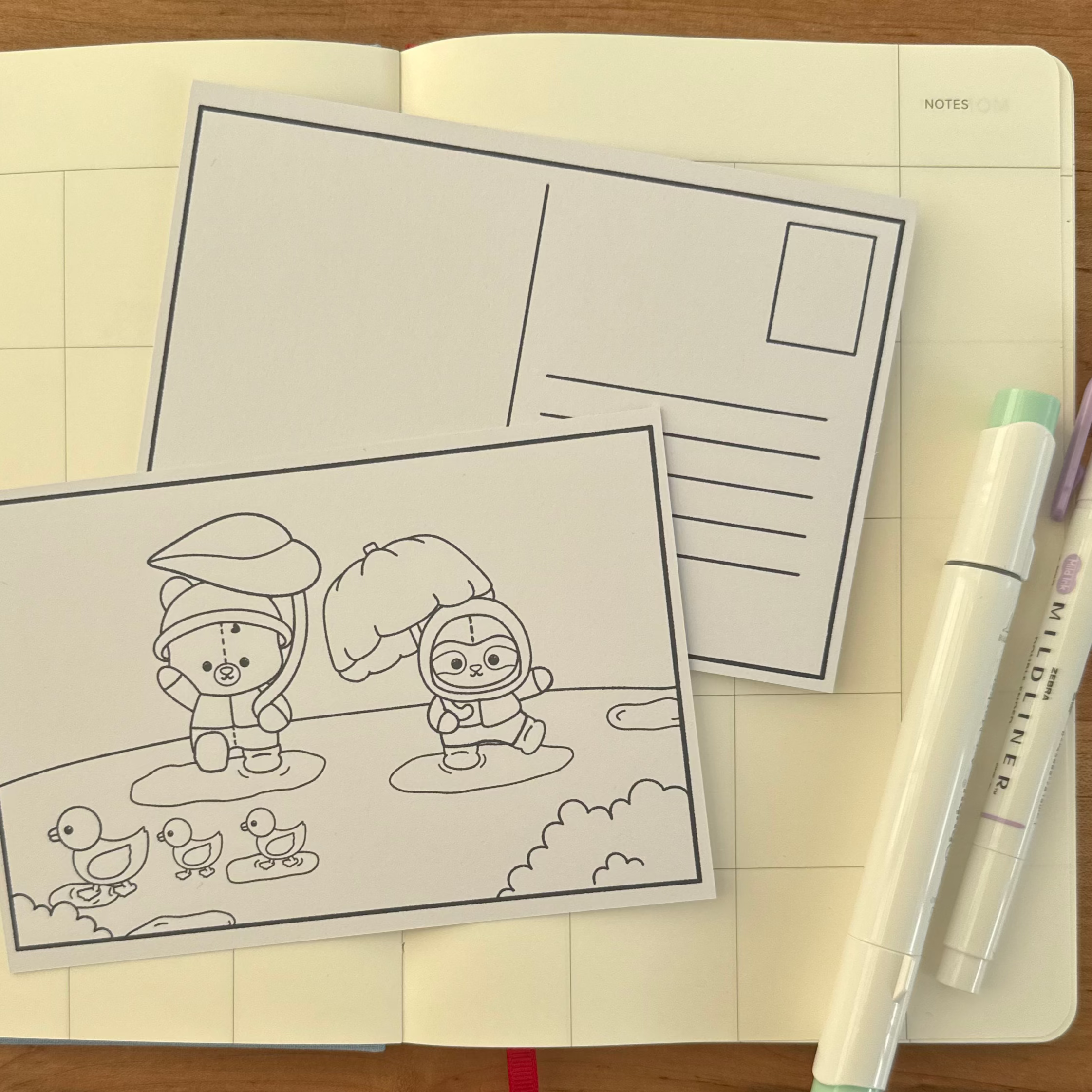 Rainy Day Colorable Note Card