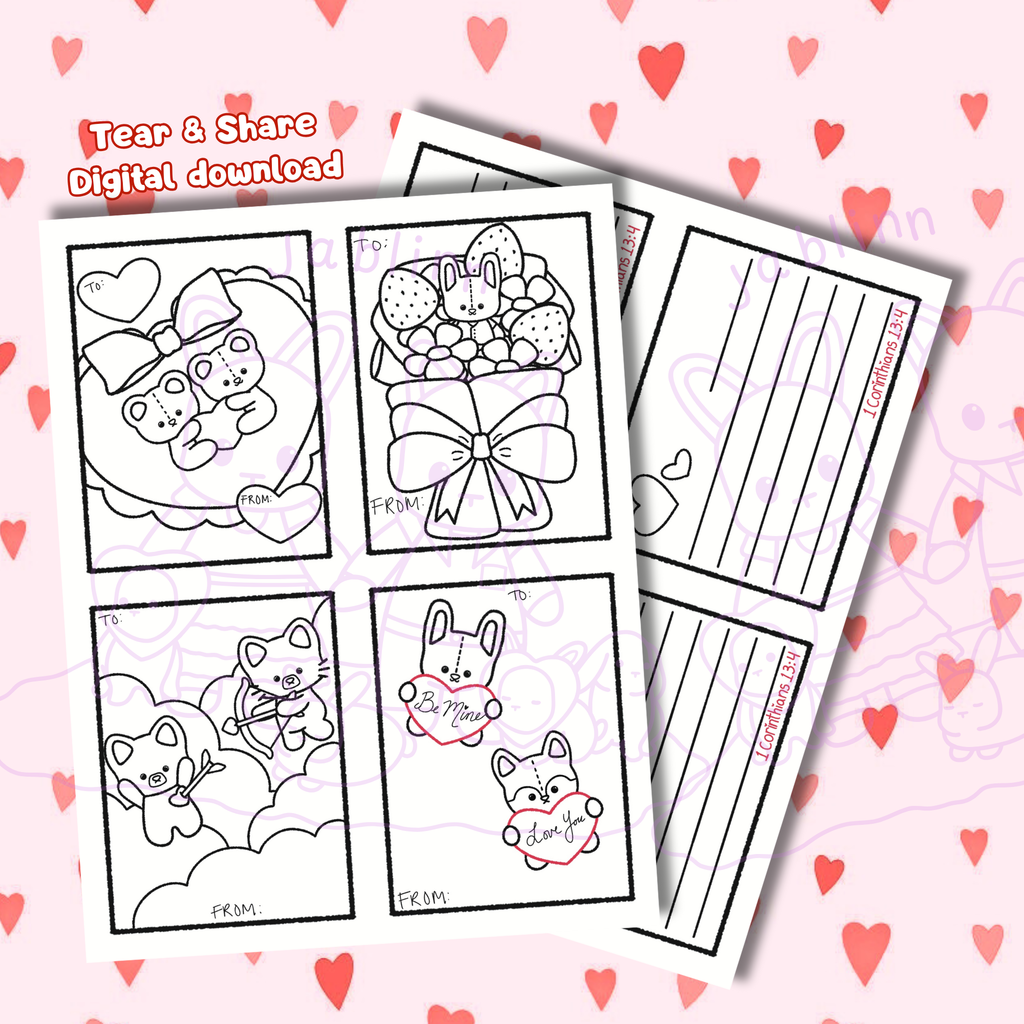Tear and Share Colorable Note Cards Digital Download